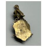 Vintage Brass and Coral Tibetan Pendant with Turquoise Accents