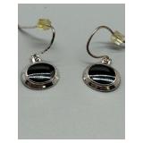 Handcrafted Taxco Mexico Sterling Silver Black Onyx Earrings and Pendant Set