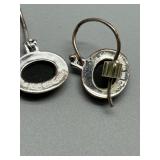 Handcrafted Taxco Mexico Sterling Silver Black Onyx Earrings and Pendant Set