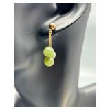 Pair of Vintage Green Jade Dangle Earrings 1g