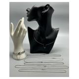 Collection of 6 Sterling Silver Chains and Bracelets with Elegant Designs