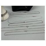 Collection of 6 Sterling Silver Chains and Bracelets with Elegant Designs