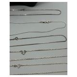 Collection of 6 Sterling Silver Chains and Bracelets with Elegant Designs