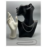 Sterling Silver Chain Necklace and Bracelet Set