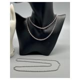 Sterling Silver Chain Necklace and Bracelet Set