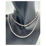 Sterling Silver Chain Necklace and Bracelet Set