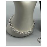 Sterling Silver Chain Necklace and Bracelet Set