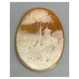 Set of 3 Vintage Carved Shell Cameos with Scenic Engravings