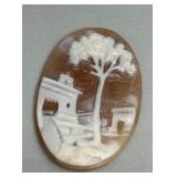 Set of 3 Vintage Carved Shell Cameos with Scenic Engravings