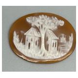 Set of 3 Vintage Carved Shell Cameos with Scenic Engravings