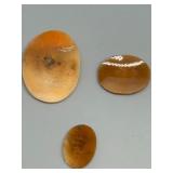 Set of 3 Vintage Carved Shell Cameos with Scenic Engravings