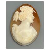 Vintage Carved Shell Cameo Brooch Exquisite Lady