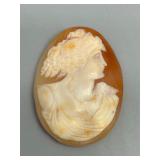 Vintage Cameo Brooch with Detailed Carving Exquisite Lady