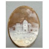 Set of 3 Carved Shell Cameos with Landscape Designs