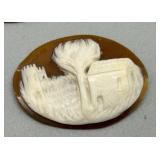 Set of 3 Vintage Cameo Brooches with Scenic Carvings