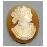 Set of 3 Vintage Carved Cameo Shell Brooches in Assorted Sizes