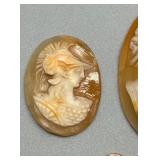 Set of 3 Vintage Carved Cameo Shell Carvings