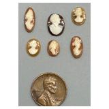 Set of 5 Vintage Carved Cameo Shell Jewelry Pieces