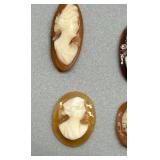 Set of 5 Vintage Carved Cameo Shell Jewelry Pieces