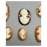 Set of 5 Vintage Carved Cameo Shell Jewelry Pieces