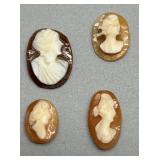 Set of 5 Vintage Carved Cameo Shell Jewelry Pieces