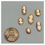 Set of 6 Vintage Carved Cameo Shell Carvings For Brooches and Rings