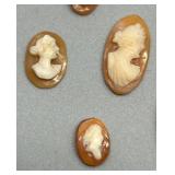 Set of 6 Vintage Carved Cameo Shell Carvings For Brooches and Rings