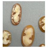 Set of 6 Vintage Carved Cameo Shell Carvings For Brooches and Rings