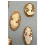 Set of 6 Vintage Carved Cameo Shell Carvings For Brooches and Rings