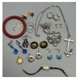Assorted Vintage Jewelry Collection Including Gruen Watch and Sterling Charm