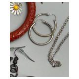 Assorted Vintage Jewelry Collection Including Gruen Watch and Sterling Charm