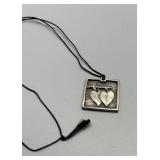 Vilmain Square Heart Pendant Necklace Made out of Pewter