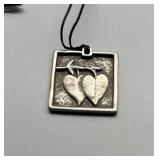 Vilmain Square Heart Pendant Necklace Made out of Pewter