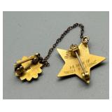 37th P.E.O. Convention 1947 Star Brooch with Chain by A. C. Co. 14KT Gold