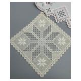 Collection of Vintage Embroidered Hardanger Linens and Lace Doilies