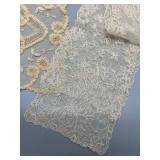Collection of Vintage Embroidered Hardanger Linens and Lace Doilies