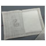 Handcrafted Linen Cross Stitch Collection with Floral Pillow and Monogrammed Booklet