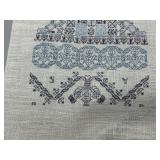 Handcrafted Linen Cross Stitch Collection with Floral Pillow and Monogrammed Booklet