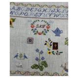 Vintage Hand-Embroidered Alphabet & Motifs Sampler