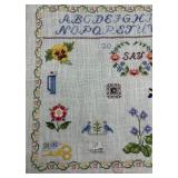 Vintage Hand-Embroidered Alphabet & Motifs Sampler