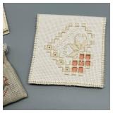 Set of 12 embroidered fabric ornaments / Needle Cases & Sachets