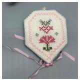 Set of 12 embroidered fabric ornaments / Needle Cases & Sachets