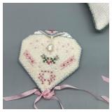 Set of 12 embroidered fabric ornaments / Needle Cases & Sachets