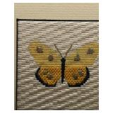 Framed Needlepoint Art with Butterfly Design Beautifully Stitched