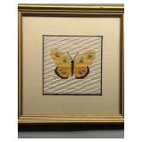 Framed Needlepoint Art with Butterfly Design Beautifully Stitched