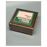 Set of 3 Decorative Boxes: Walnut, Needlepoint, and Glass