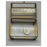 Set of 3 Decorative Boxes: Walnut, Needlepoint, and Glass