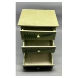 Vintage Green Accent Jewelry 3 Drawer Cabinet with Fern Design Lions Metal Feet