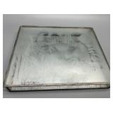 Vintage Glass and Metal Mirrored Jewelry Box with Etched Duck Design & Mirrored Inside