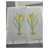 Collection of 3 Hand-Painted Needlepoint Canvases with Floral Designs By Lynn Wright & One Unsigned